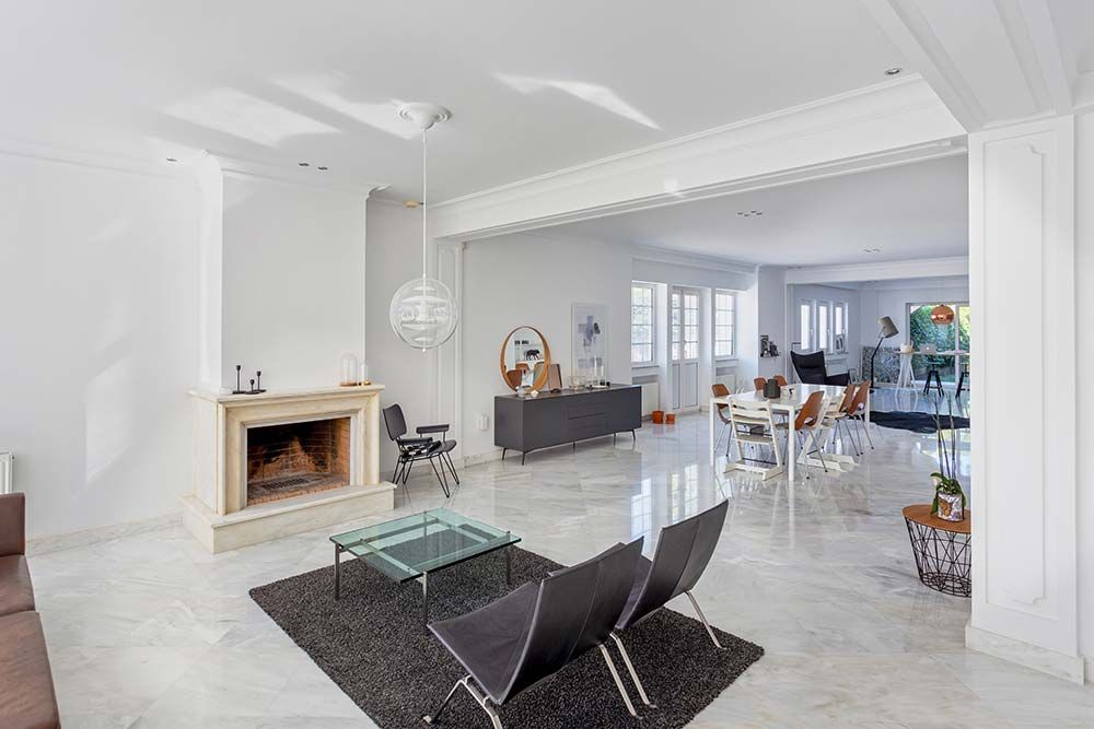 fire place and sitting area